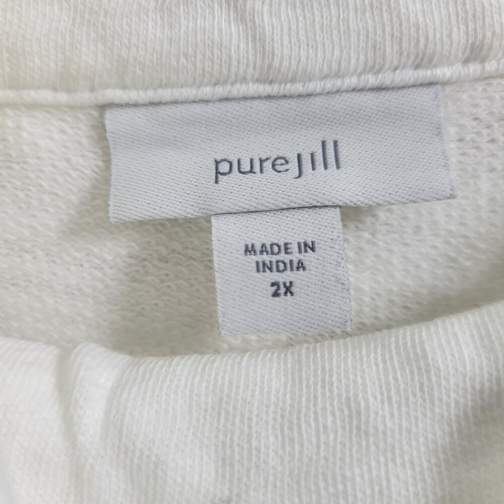 Pure Jill White Side Shoulder Button Split Collar Blouse Size 2X 121624-1003 - Picture 3 of 8